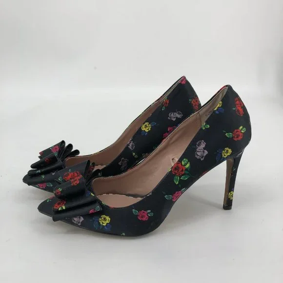 Betsey Johnson Black & Red Floral Stiletto Heels | Perfect For Any Occasion - Picture 2 of 9